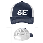 SES476<br>Ladies Ponytail Trucker Cap - Navy/White