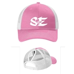 SES476<br>Ladies Ponytail Trucker Cap - Pink/White