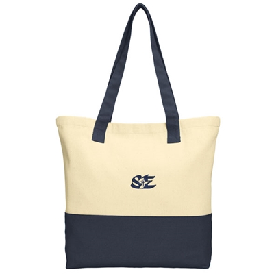 SES452<br>Colorblock Cotton Tote (Logo Only)